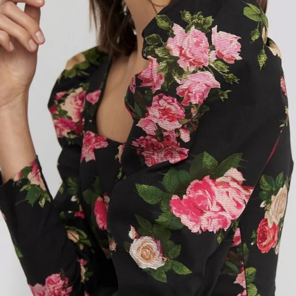 NAKD Dress Womens Medium Puff Voluminous Shoulder Square Neck Flower Print - Picture 6 of 8